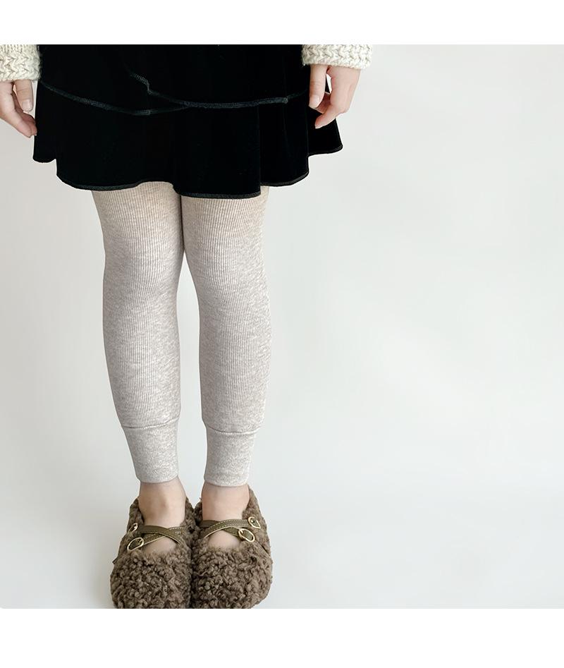 Leggings Gruesos para Niños con Forro de Forro Polar de Lana de Cordero - Medias de Color Sólido de Nueve Puntos