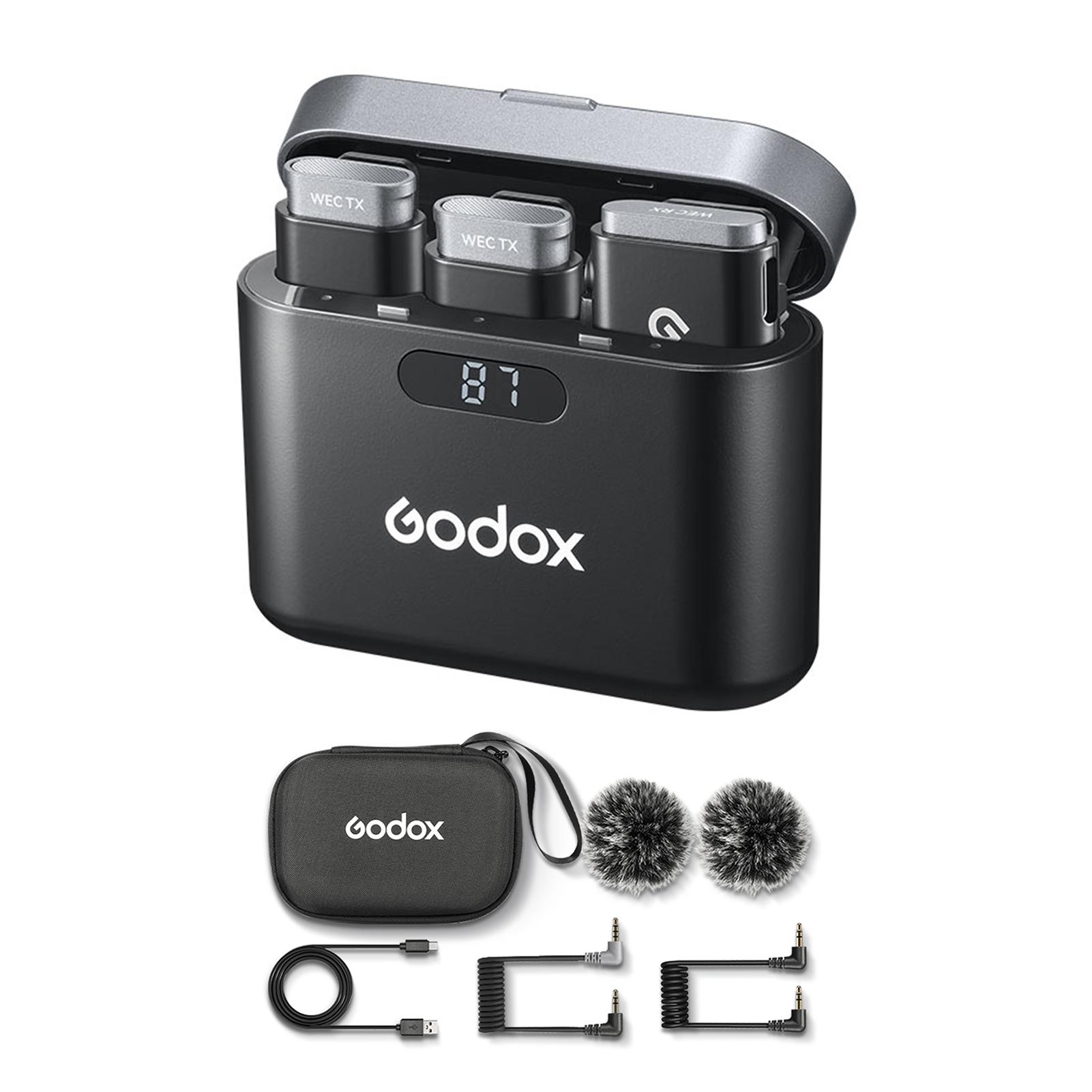 

Godox WEC Kit2 One-Trigger-Two 2.4G Беспроводная микрофонная система Микрофоны с клипсами Интеллектуальные One-Trigger-Two