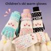 Full Finger Kids Snowboard Gloves Thicken Girls Skiing Gloves Kawaii Children Ski Gloves  Camping