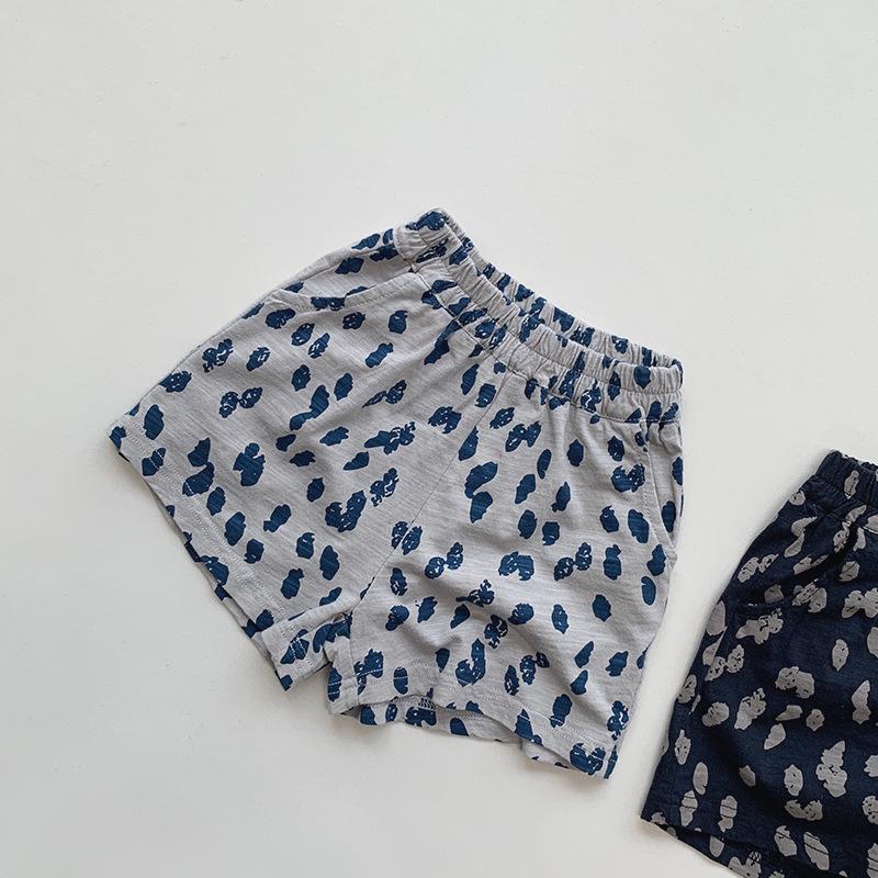 

Лето 2025 Шорты в горошек для мальчиков и девочек – Малышовые повседневные брюки в корейском стиле, Модный детский дизайн до колена 80 cm светло-серый