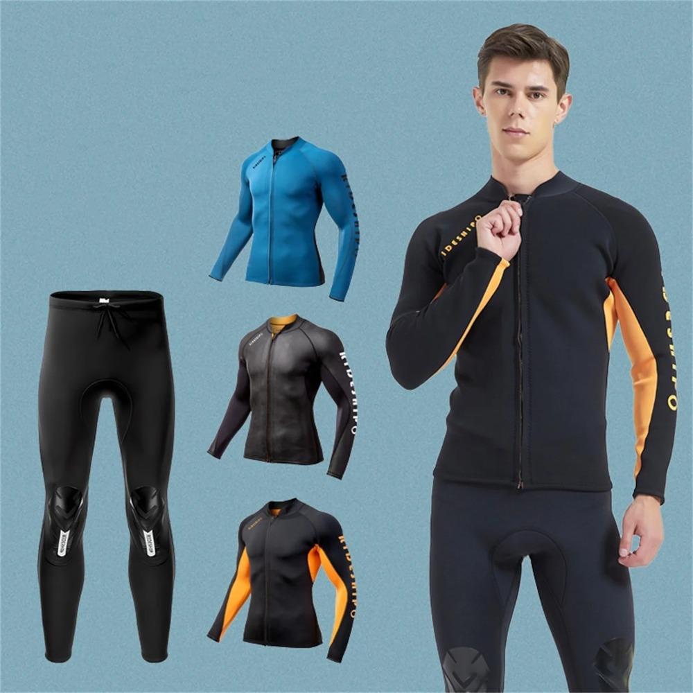 2/3MM Neoprene Wetsuit Men's Diving Top And Pants Separate 2 Pieces Set Snorkeling Surfing Winter Thermal Swimsuit