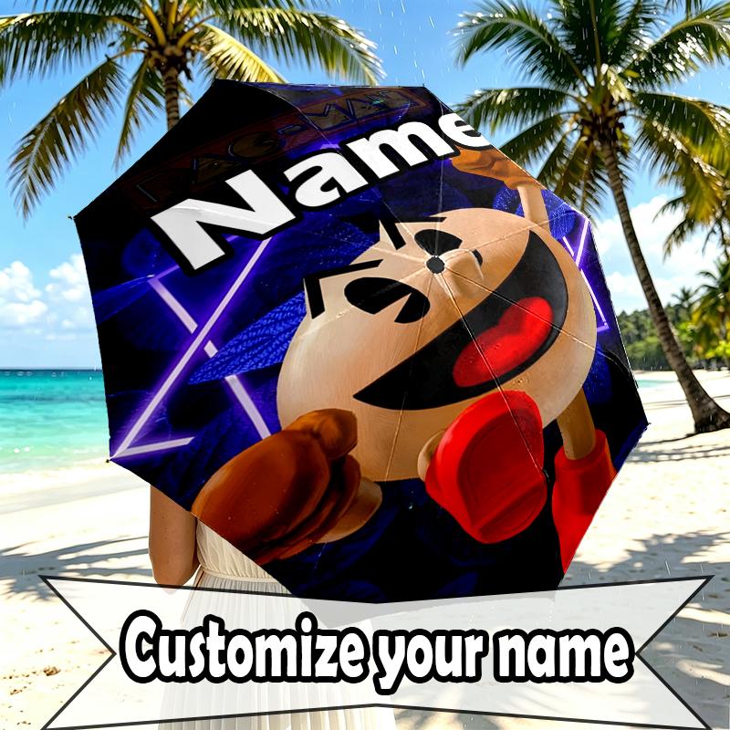 Custom Name Personalized PAC Print Umbrella, Auto Open Close, 8‑Rib Sturdy Frame, Commute Camping Hiking Use, Birthday Gift