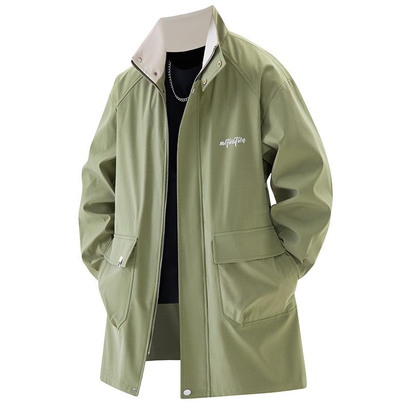 Spring Autumn Long Windbreaker Jacket Men Casual Trench Loose Plus Size Coats Man