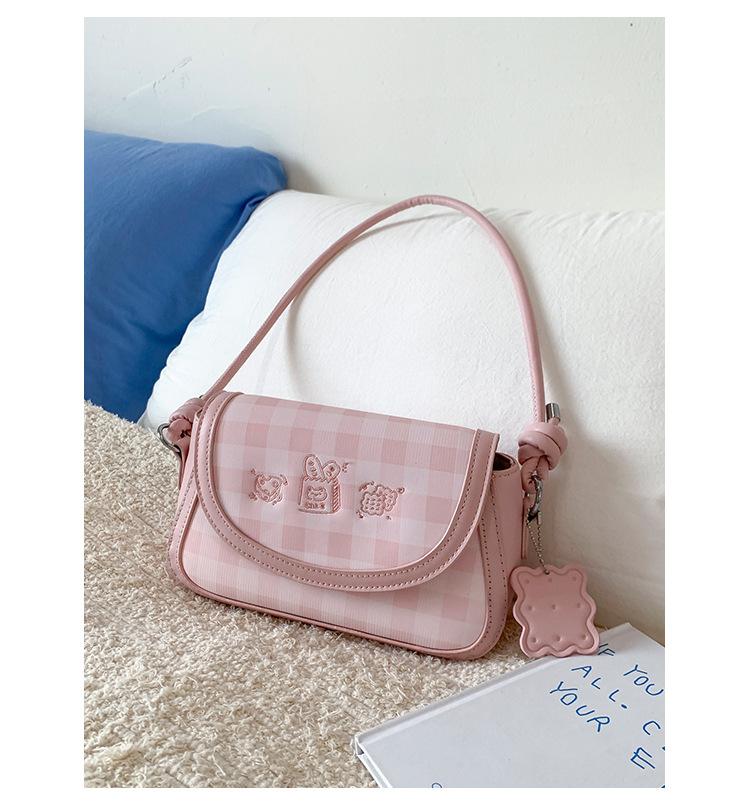 

Niche high-value underarm bag women s 2025 new sweet pink plaid small square bag fashionable shoulder crossbody bag розовый
