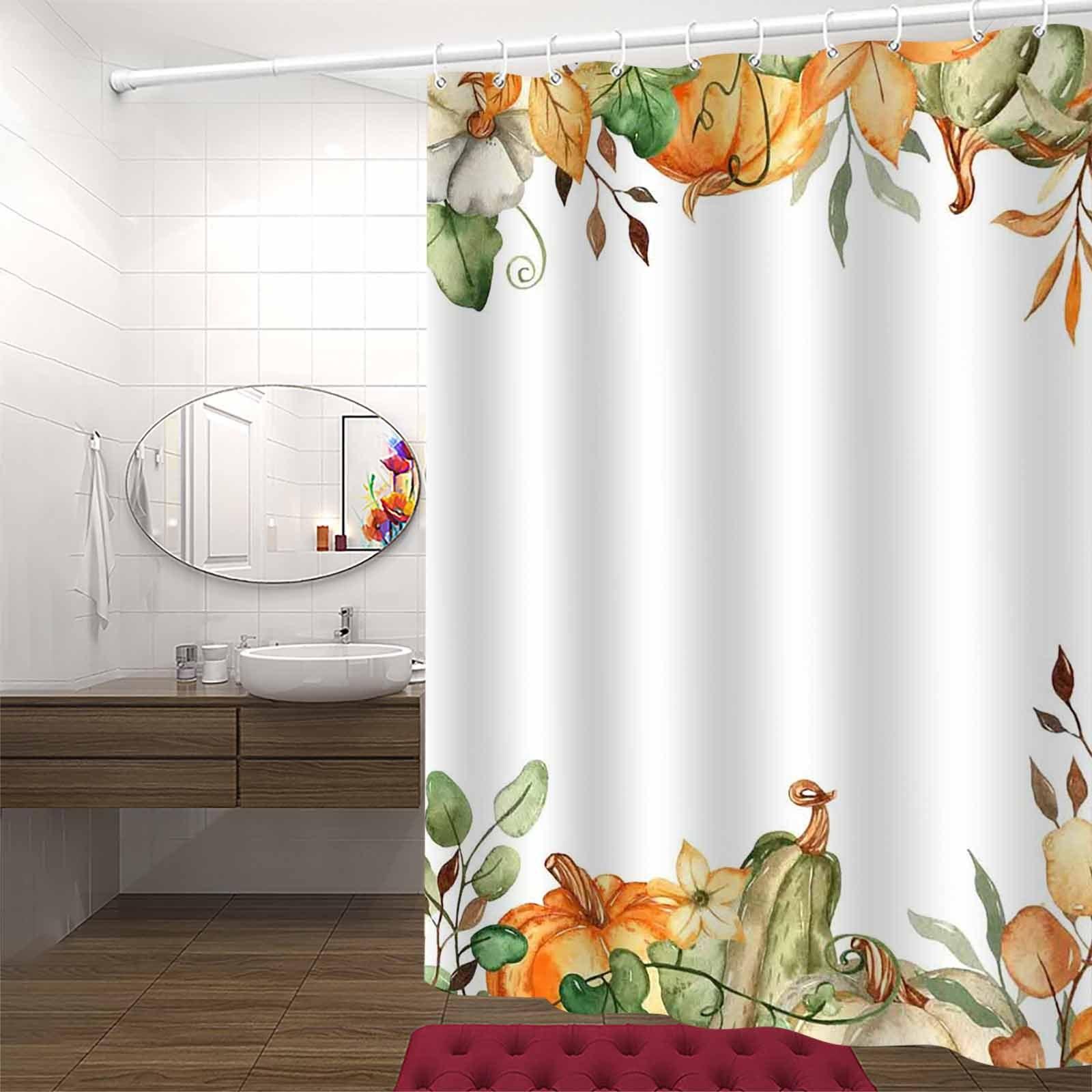 

Minimalist Autumn Pumpkin Shower Curtain, Elegant & Anti-Fog, Polyester, Vibrant Fall Foliage Design, Hooks Included W60H190(CM)-1 Pcs