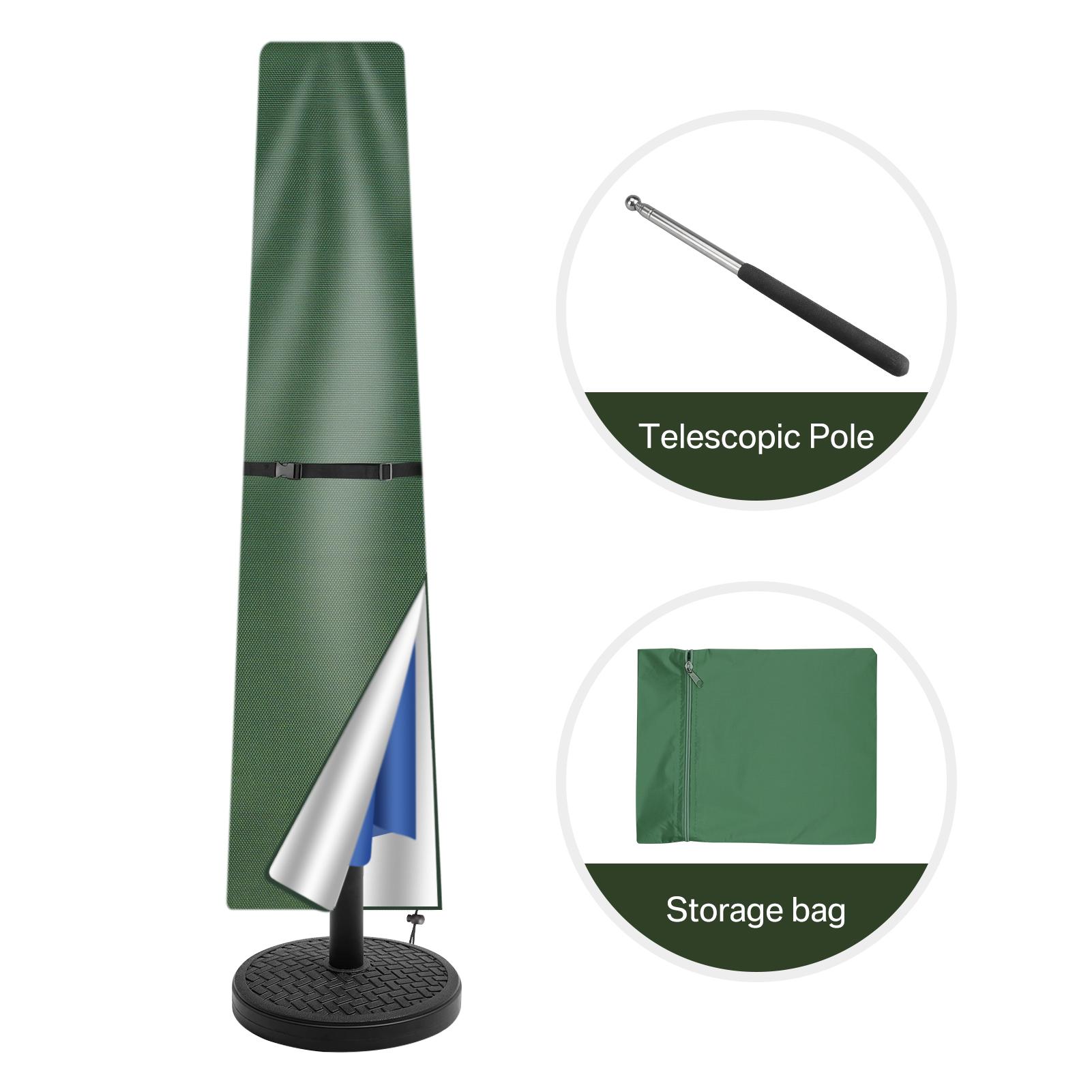 

Чехол для прямого зонта, водонепроницаемый защитный чехол для зонта с телескопической стойкой, молнией, защитой от ультрафиолета и ветра, чехол для садового зонта 170cm зелёный