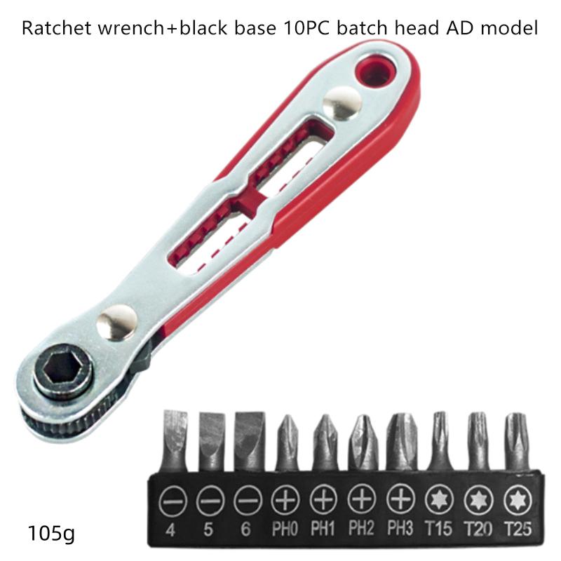 Bidirectional Ratchet Wrench Set with 10 Replaceable Screwdriver Bits High Hardness Durable Tool Kit for Professional Handymen