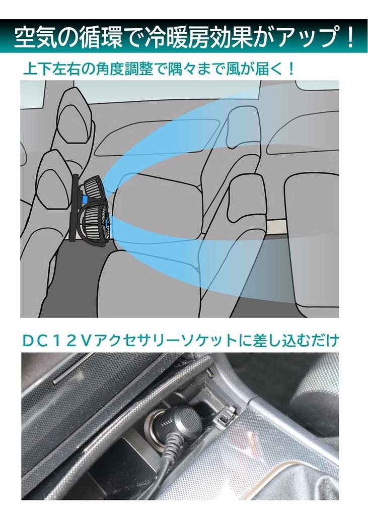 Meltec Twin Car Headrest Airflow CFT-01 Fan, DC12V, Mountable, 2-Level