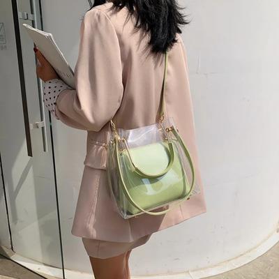 Portable Shoulder Crossbody Bag  Messenger Bag  PVC  Transparent  Korean  Beautiful  Luxury  Western Style  Jelly  Shape