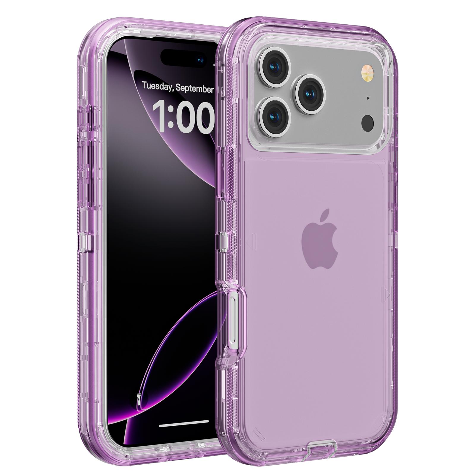 

3IN1 Transparent Otter Armor Box Phone Case For IPhone 17 Air 16 E 15 14 Plus 13 12 11 Pro Max Rugged Shockproof Protect Cover iPhone 14 Pro Max фіолетовий