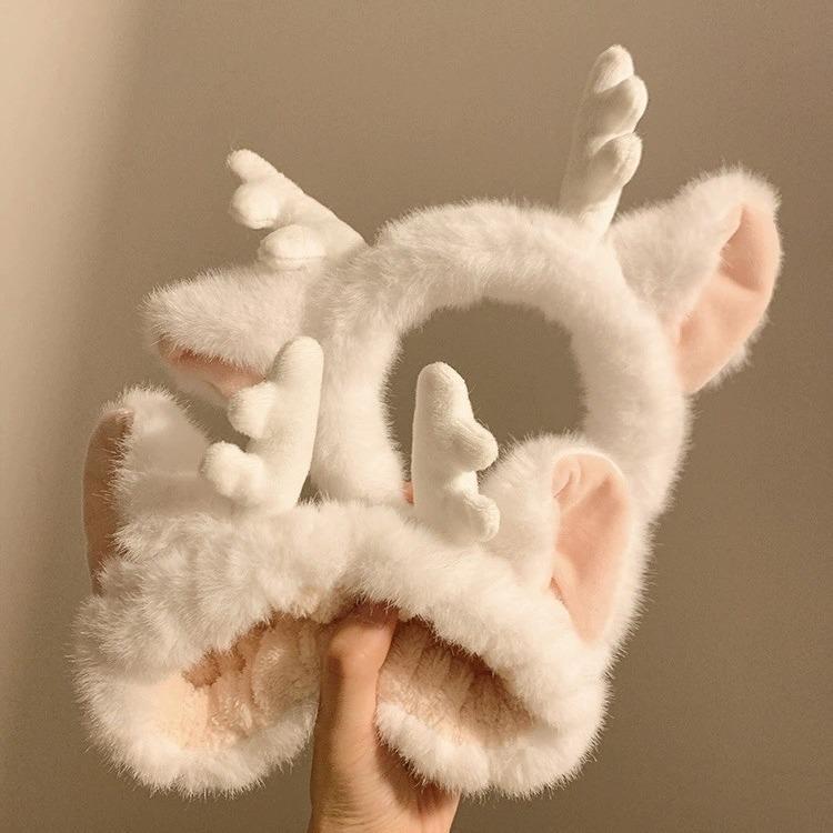 Maroon Dragon Horn Plush Headband - Cartoon Antlers for Face Wash & Fun Performances