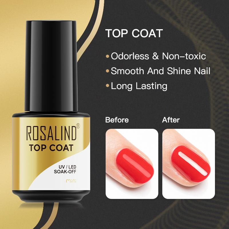 ROSALIND Mini Nail Gel Polish Hybrid Gel Polish UV Gel Manicure Soak Off Nail Art Base Top Coat