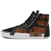 Sk8 Cap Patchwork Deconstructed Lambswool Tiger Stripe Sports High-Top Skate Shoes Unisex Skate Shoes Black Brown VN0A3WM1ABF