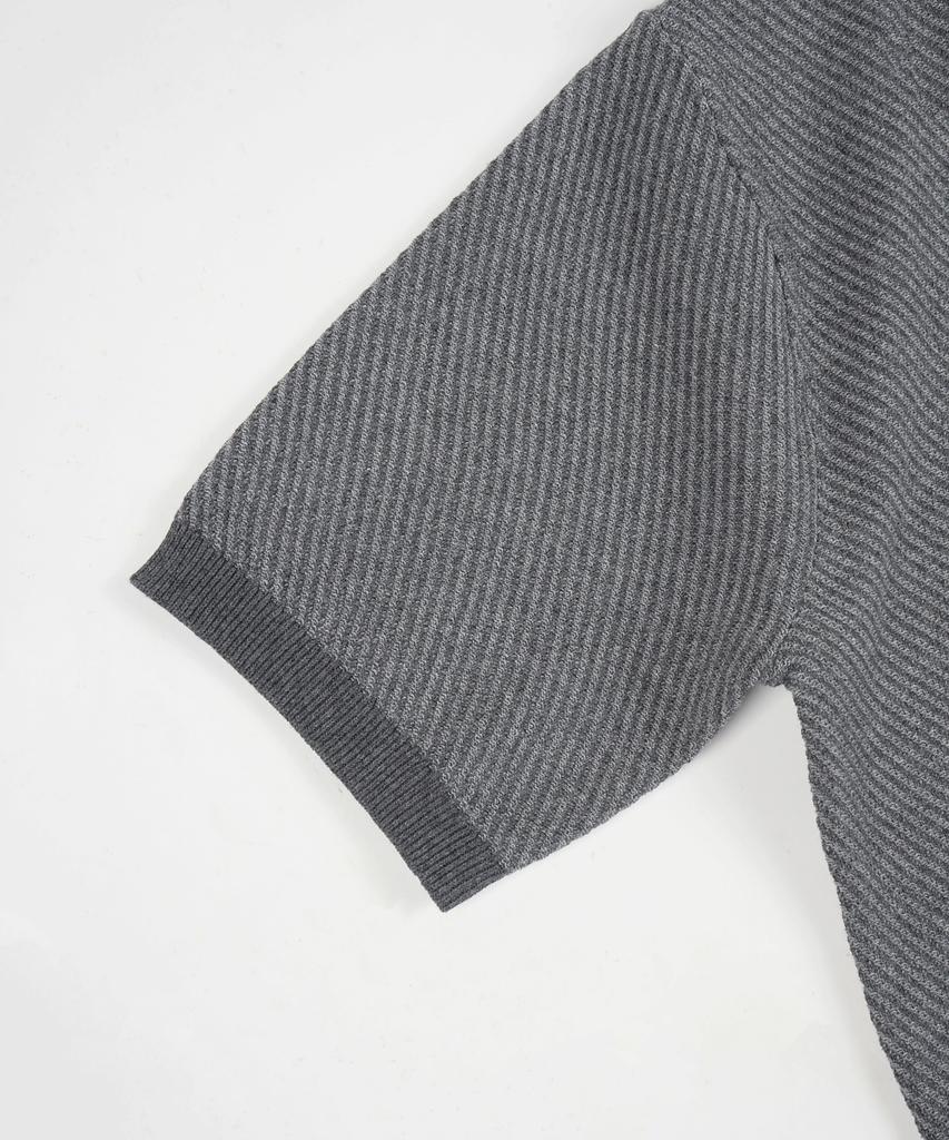 BIRBANTE Slant Washable Collared Knit - Gray