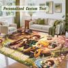 Crystal Velvet Square Rug Custom NameDemon Slayer Pattern Non Slip Home Floor Decor Rug