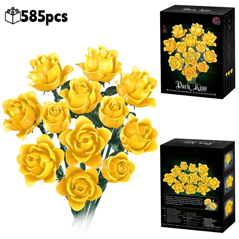 Creative 585PCS Eternal Roses Building Blocks Set DIY Flower Bouquet Gift For Girls Anniversary Home Decoration