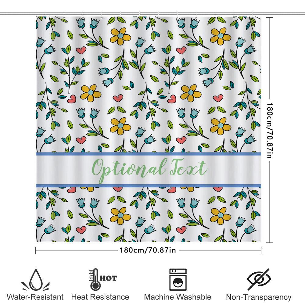 Floral Shower Curtain With Text Ideal For Bathroom Decor