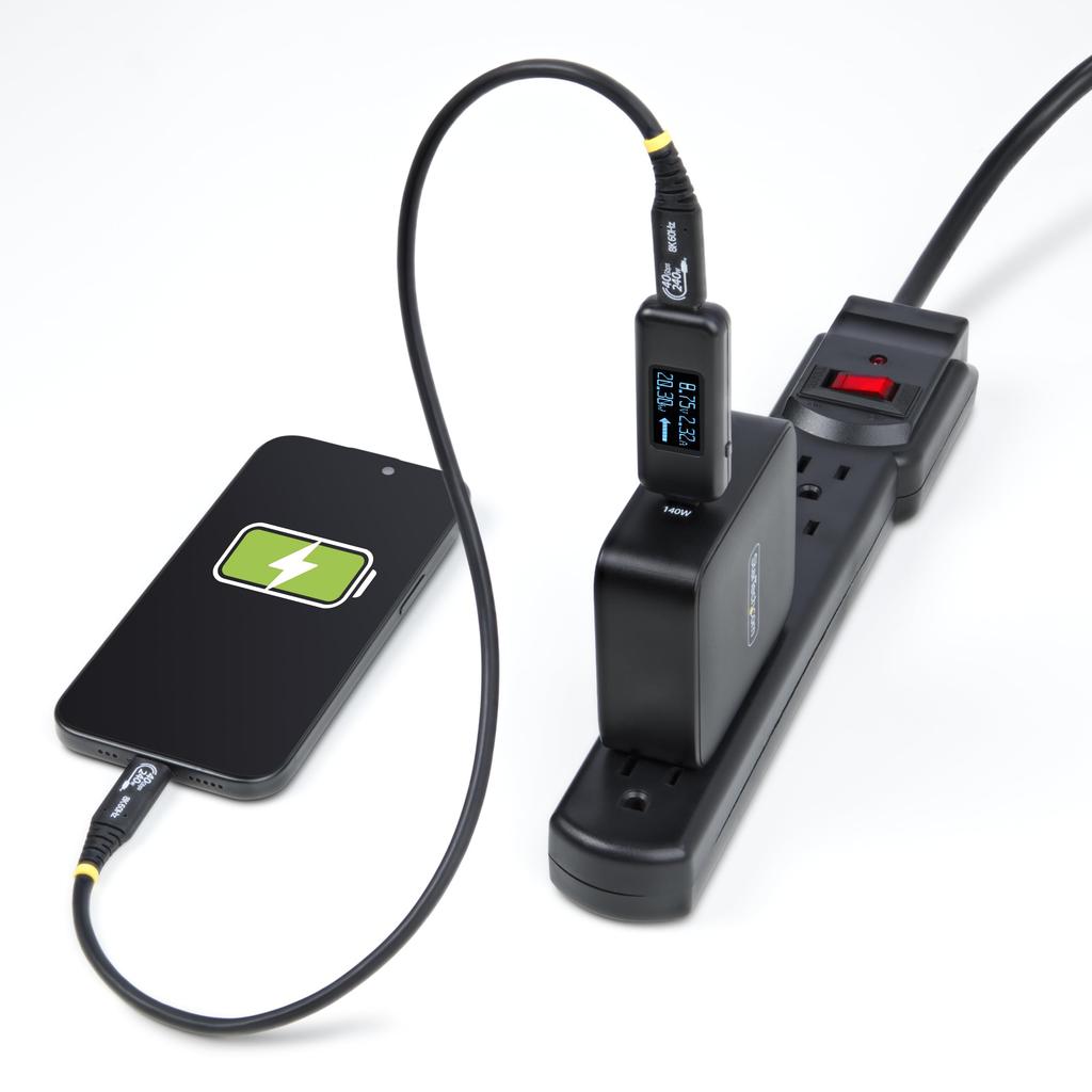 USB-C Power Tester USBC-PWRTESTER (240 W PD 3.1 EPR, 10 Gbps/DP Alt Mode, 180° OLED)