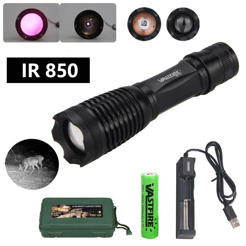 Zoomable Hunting Flashlight 850nm/940nm Focus LED Infrared Radiation IR Lamp Night Vision Camping Light Hunting Lamp Flashlight