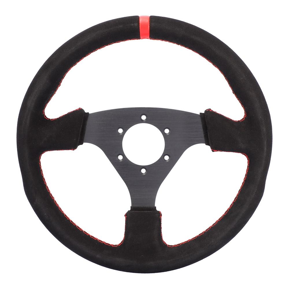 13'' Racing Steering Wheel 330mm - Universal Flat Design, Aluminum+PVC for Drift, Real Car, PC Simulator, Cockpit Gaming