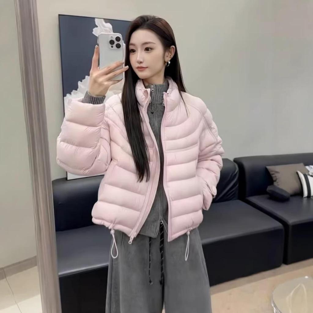 Korean-Style Fluffy Stand Collar Puff Down Jacket - Women's Loose, Slimming, Warm Coat