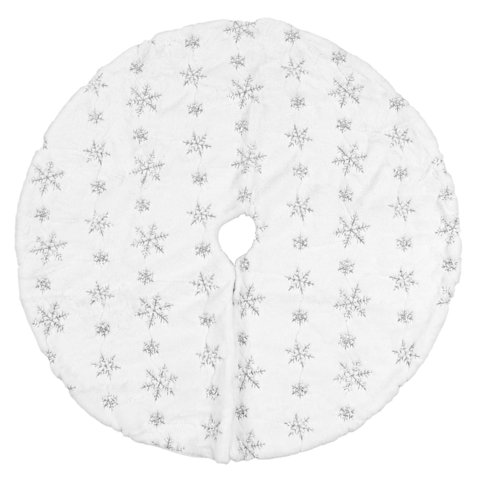 

35.4in Christmas Tree Skirt Round Shape Soft Comfortable White Christmas Tree Stand Mat for Home Store