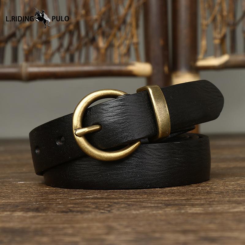 Modny pasek w stylu retro koreańskim, pasujący do wszystkiego, damski pasek z prawdziwej skóry, klamra na bolec, pasek jeansowy z czystej skóry bydlęcej