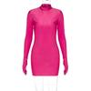 Sukienka mini bodycon z długim rękawem i rękawiczkami, seksowna odzież uliczna na imprezę, półgolf, stroje Y2K, odzież hurtowa