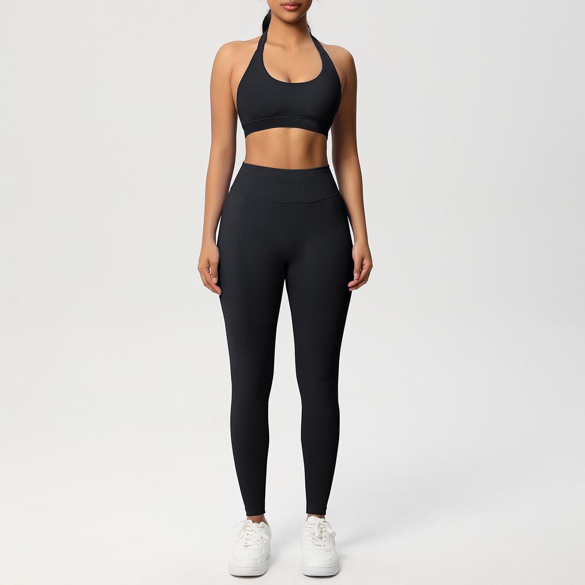 

Women s Cross-border Fitness Set: Stylish Back Sports Halter Bra & Waist-Tight Hip-Lifting Yoga Pants. Medium