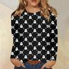 Women's Daily Casual Long-sleeved Flowers Printed Crew-neck Top