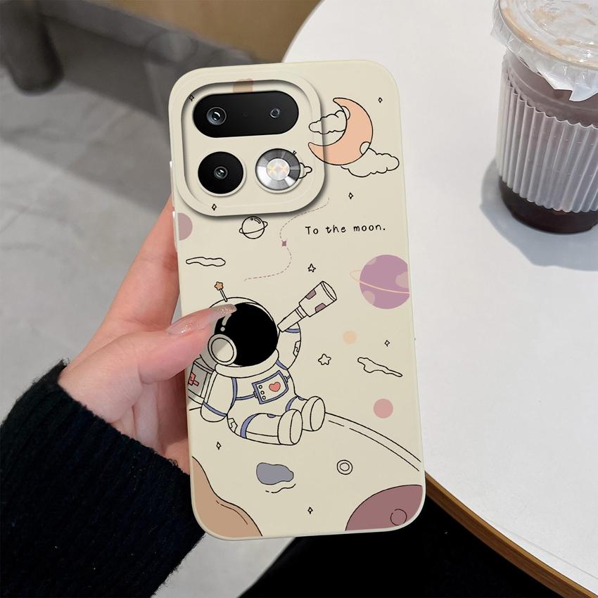 For Oppo Realme 16 15 14 Pro Plus OPPO Reno 15 Pro A6X A83 A79 A78 A96 A95 A94 A93 A92 A91 Phone Case Lovely Astronaut Soft Liquid Silicone Back Cover