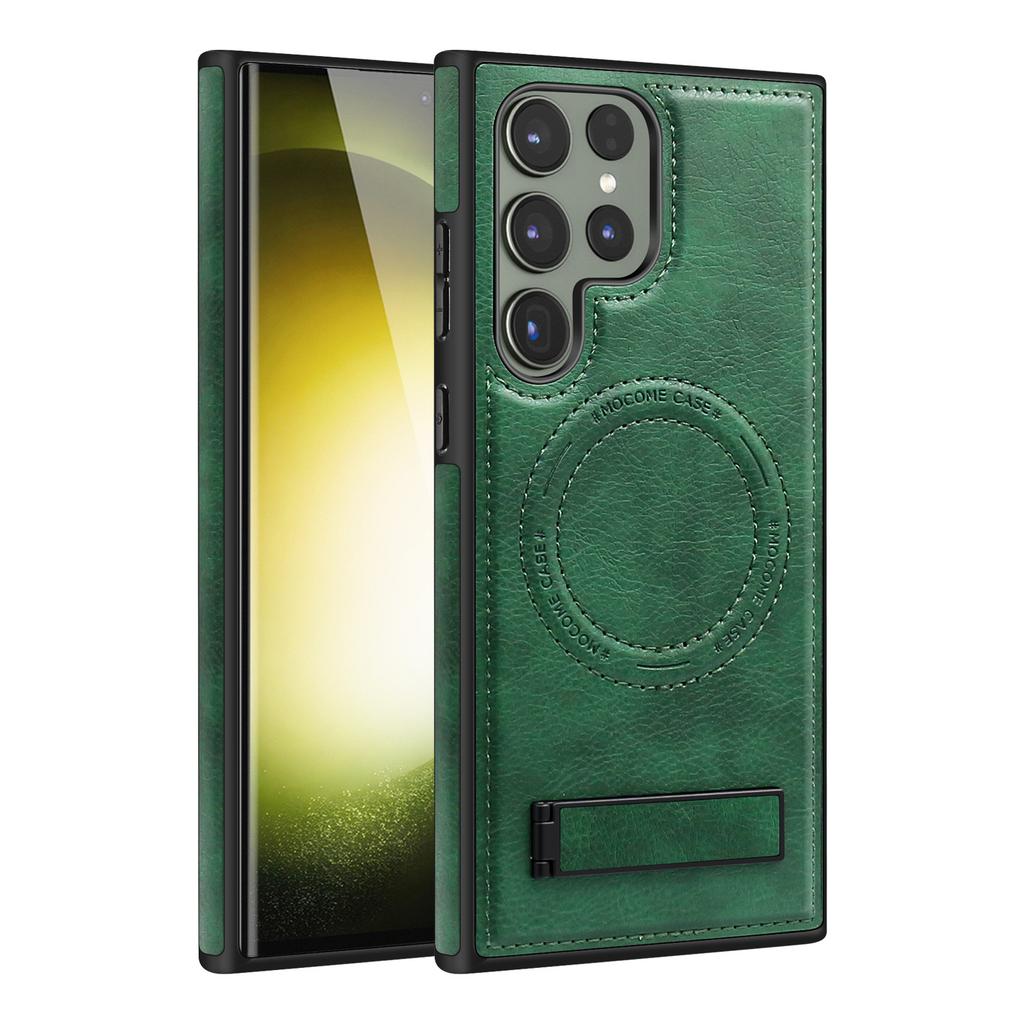 Suitable for Samsung S24 Ultra Mobile Phone Case S23Plus Bracket S22 Magnetic Magsafe Leather Case
