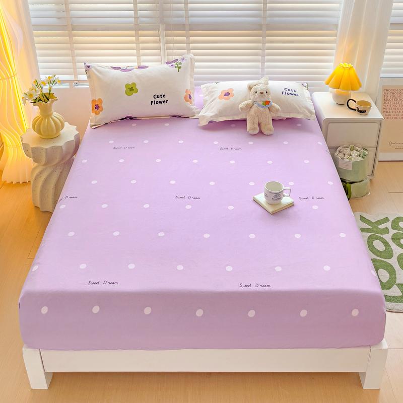 Washed Cotton Fitted Sheet with Elastic Bands Non Slip Adjustable Mattress Cover Printed  Pure Cotton  for Double King Queen