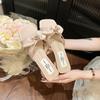French Bow One-word Slippers Female Summer Wear with Skirt Fairy Sandals High Heels Beach Cool Slippers Women's Shoes
