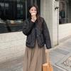 Winter Women's Embroidered Teddy Bear Splicing Lapel Short Cotton Jacket S-XL