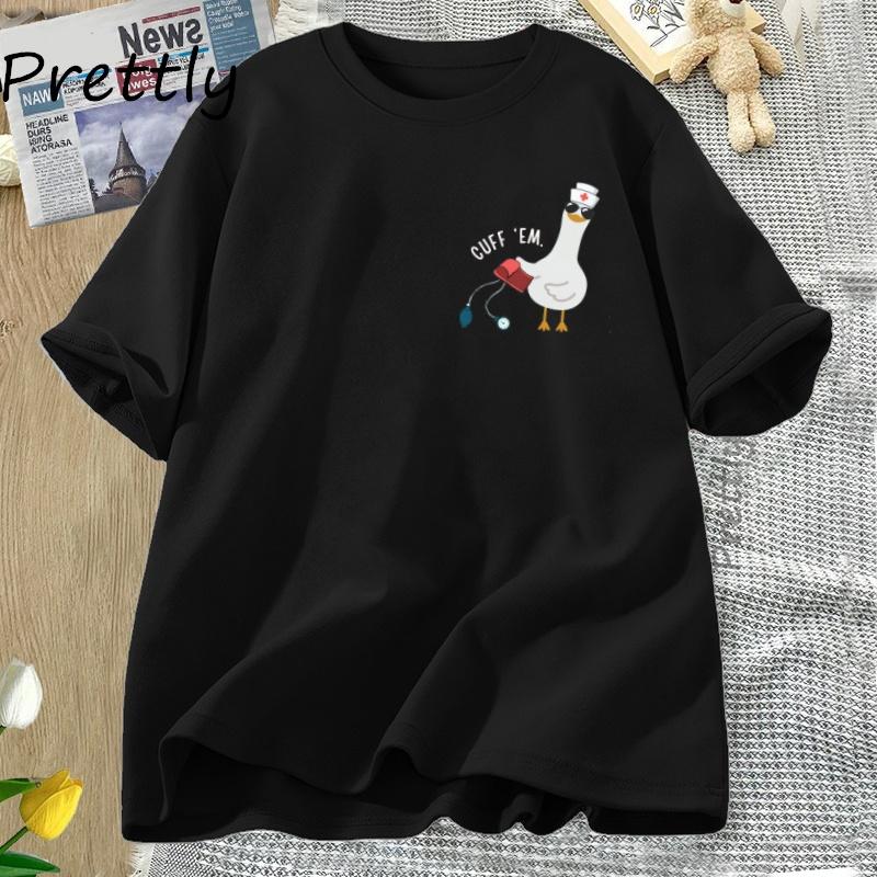Funny Goose Nurse TShirt Silly Goose Graphic T Shirts Casual Cotton Short Sleeve Tshirt Women Clothing Harajuku Loose Nurse Day