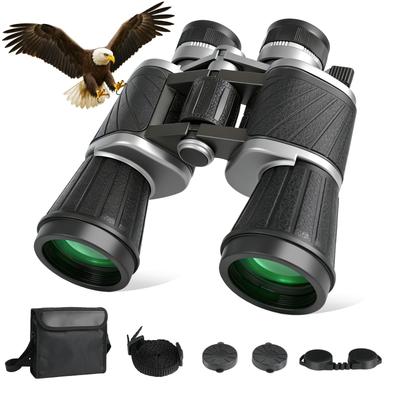 8x50 High Magnification Binoculars with Large Aperture, BK4 Prism, MC Coating, Dual Diopter Adjustment Wheel, Compact Size, Carrying Case, Strap, and