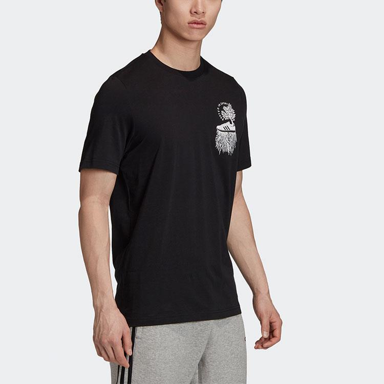 Adidas Logo Print Round Neck Short Sleeve Training T-Shirt Men Tops Black GD5920