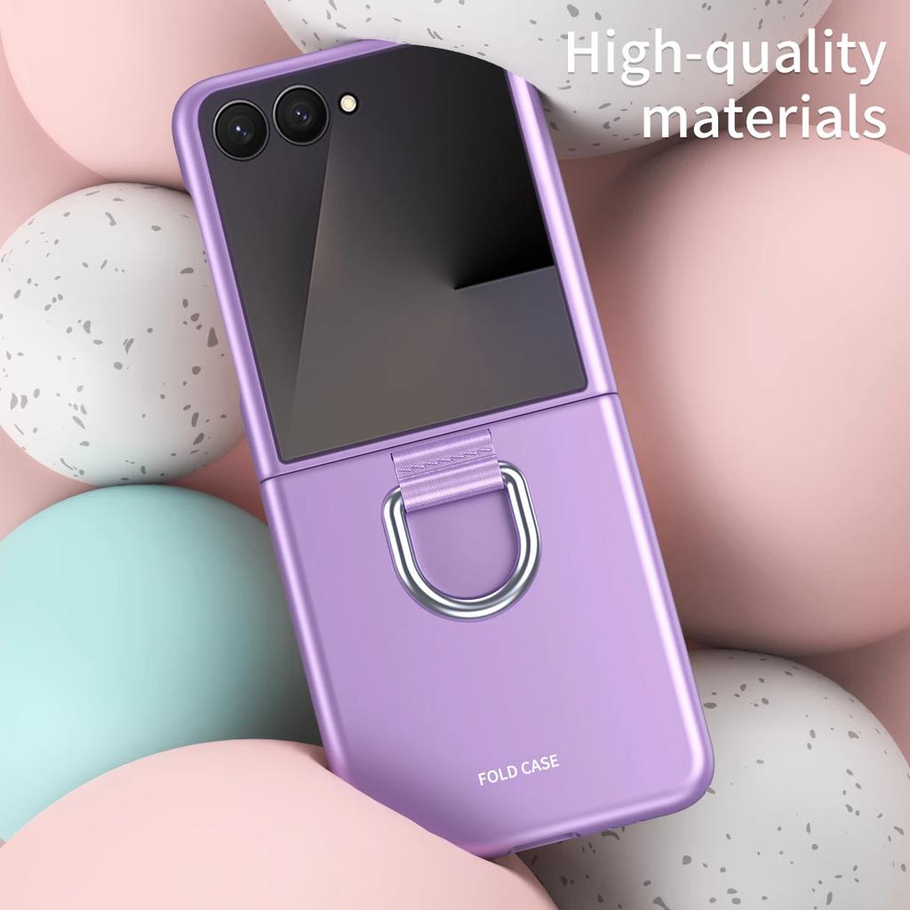 Slim Hard Frosting Ring Phone Case for Samsung Galaxy Z Flip 7 FE 6 5 4 3 Flip6 Flip5 ZFlip7 5G Protective Cover