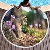Wild Animal Print Round Beach Towel with Tassels, Sand Resistant Beach Blanket, Absorbent Quick Dry Pool Towel Soft Picnic Mat