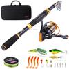 Kombinasjoner for fiskestang og snøre med lokker - karbonfiber teleskopisk fiskepose fiskeutstyrsett