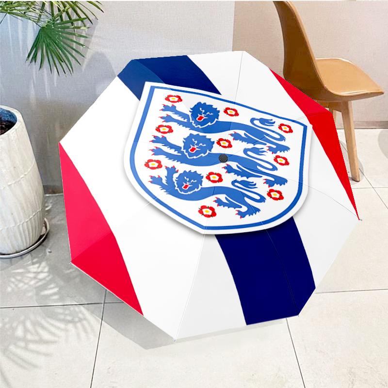 EnglFootball Crest Automatic Folding Umbrella - 8-Rib Travel Umbrella with Auto Open/Close & Portable, Gift for Christmas, Birthdays