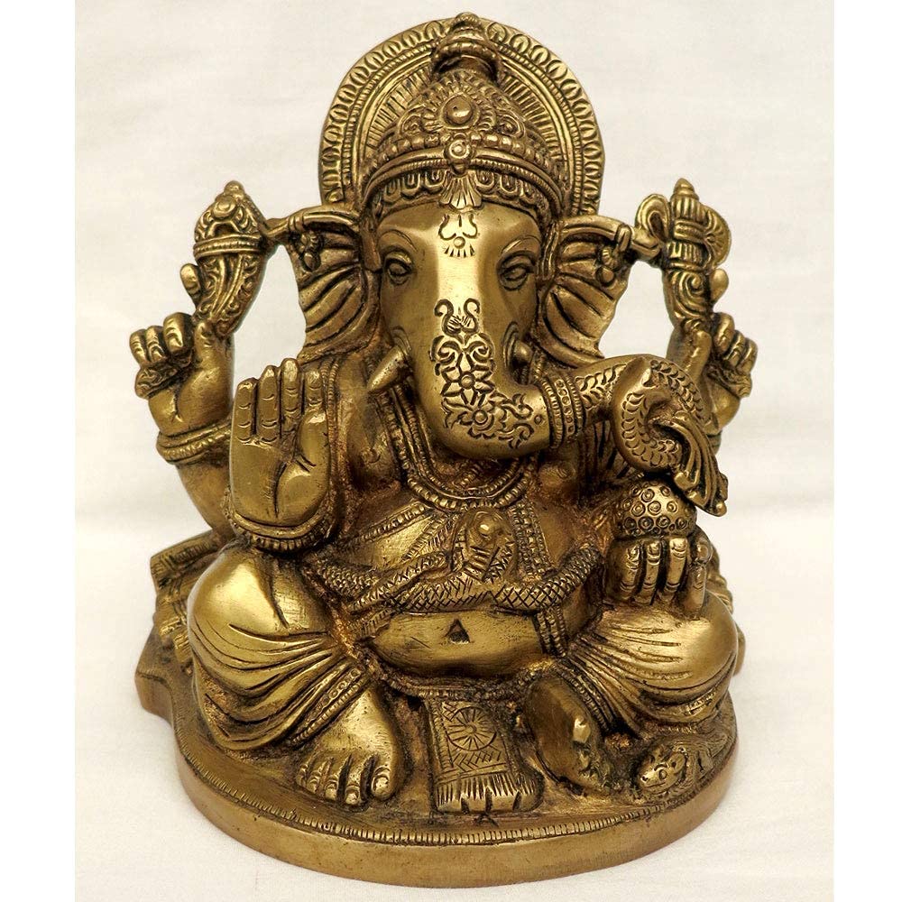 Идол Господа Ганапати из Аштадхату, Ганеш Джи, Бинаяк, Латунный Идол, Золотая Латунь