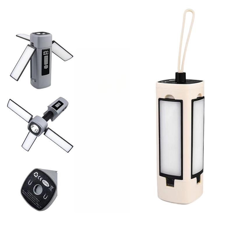 

Складной уличный кемпинговый фонарь, портативный перезаряжаемый подвесной фонарь для палатки с индикатором заряда батареи, аварийный автомобильный уличный фонарь Beige-6h Lighting Period