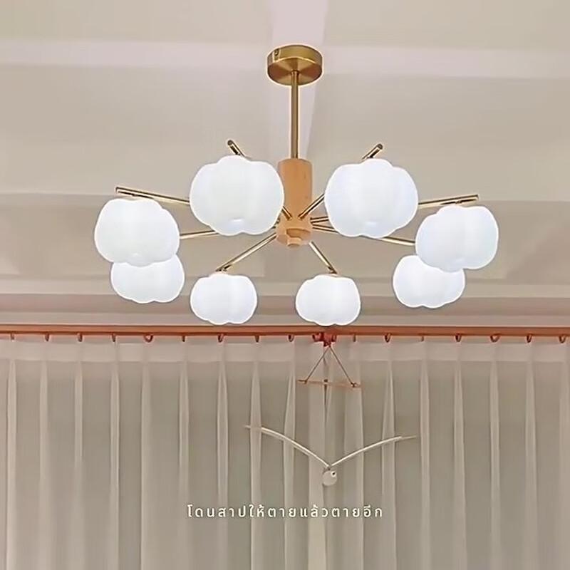 Modern Minimalist Cream Cotton Pumpkin Chandelier