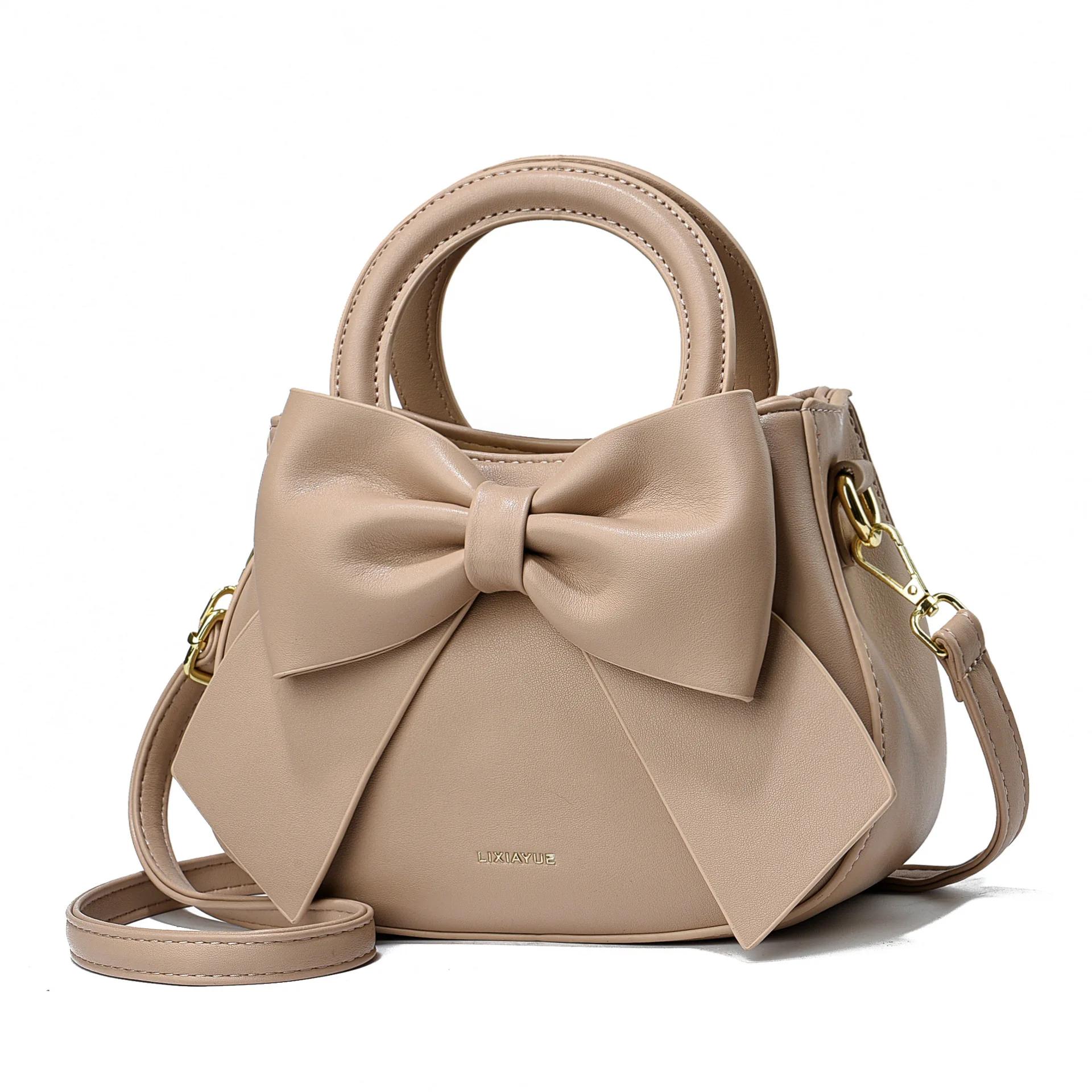 

Fashi Casual Handbags For Women Cute Bow Black White Blue Kahki PU Handbags Trendy Daily Shoulder Underarm Bags bolsa feminina