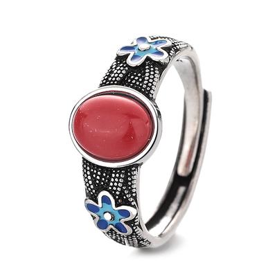 Southern Red Flower Ring Women 'S Retro Advanced New Chinese Expressive Creative Forests 