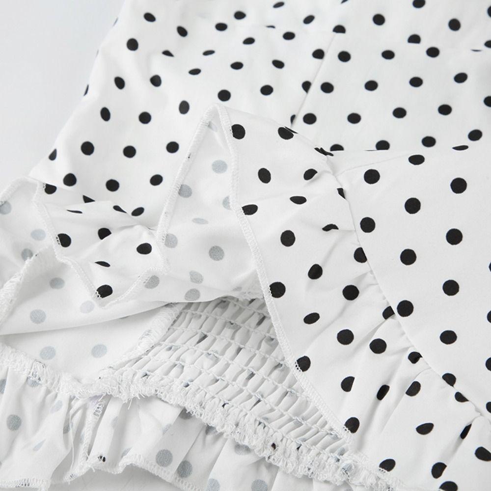 Dot Sleeveless Crop Top Lace Up Women Camisole Stylish Halter Ruffle Vest Top  Summer