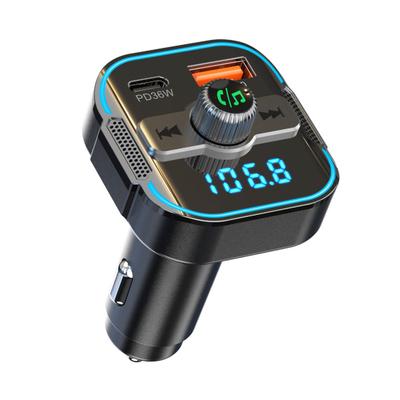 Dual-Port Car Charger with Bluetooth-compatible 54W Fast Charging Transmitter CVC Noise Cancellation Voltage Display Voice Assistant Car Adapter