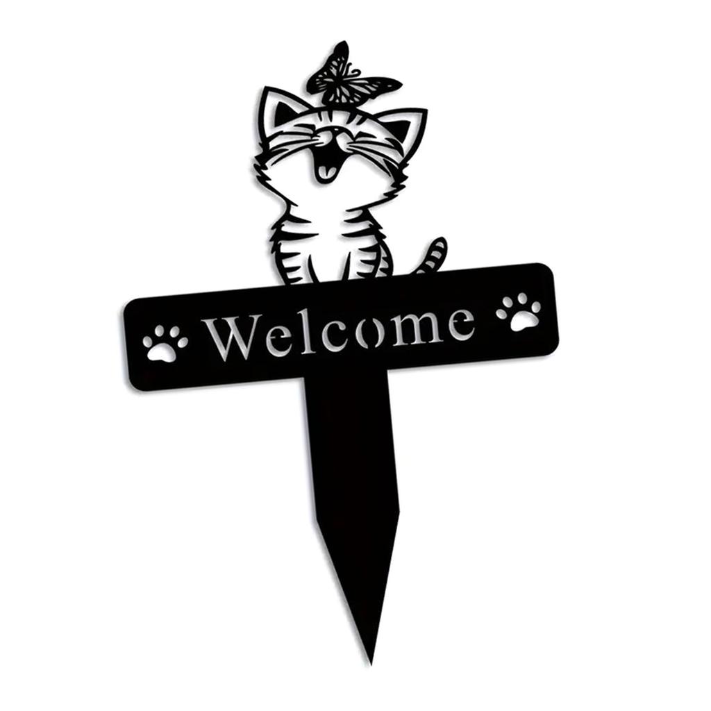 Wetterfeste Metall Katze Gartendekorationen Dekorative Rasenstecker Heimschmuck für personalisierte Garten- und Terrassenbereiche
